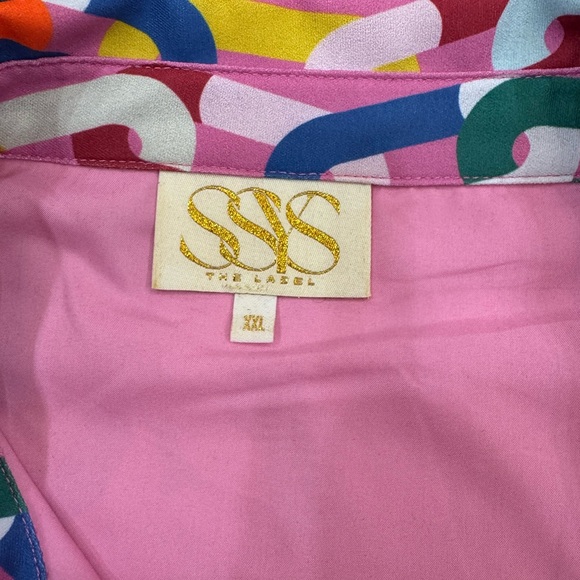 SSYS The Label Colorful Pattern Ruffle Hem Shirt Dress XXL - Picture 2 of 4